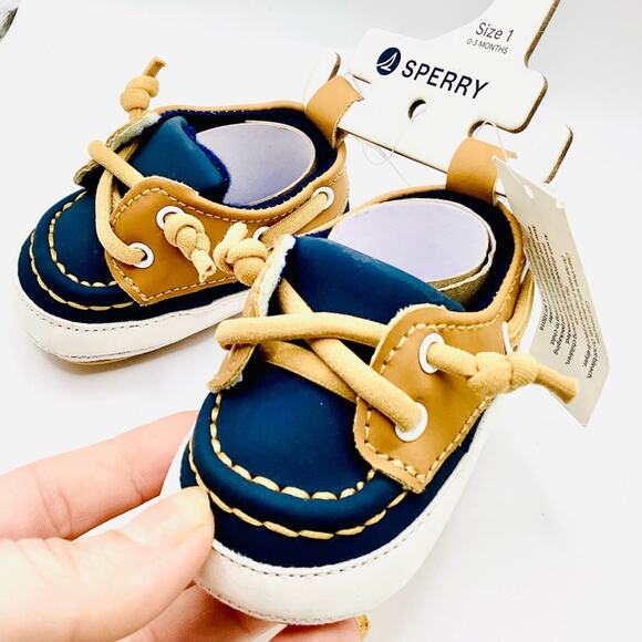 Sperry Navy and Tan Baby Boat Shoes - Picture 3 of 10